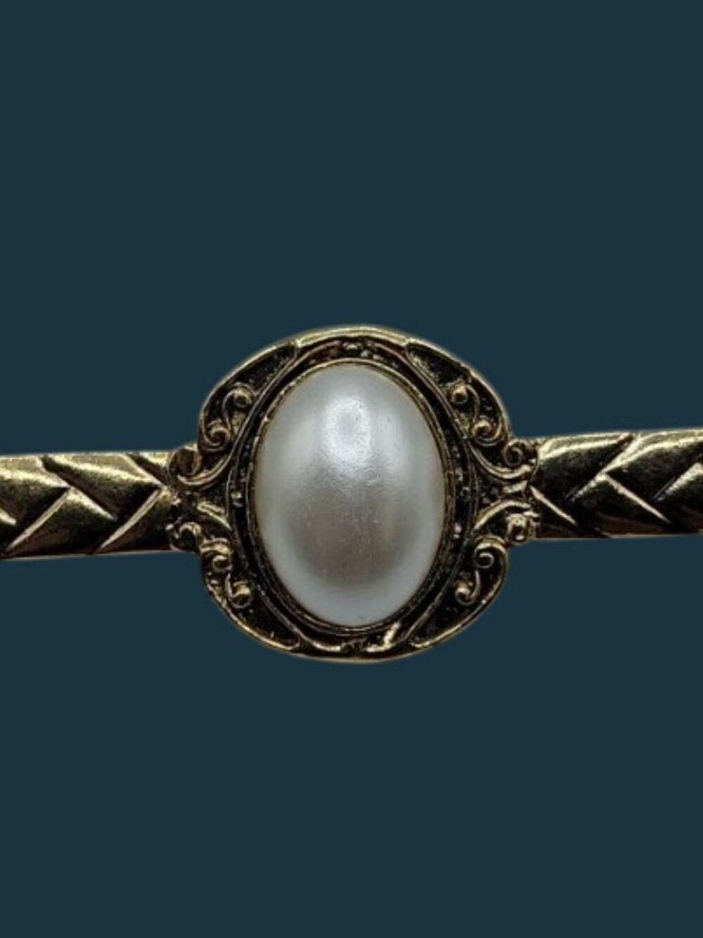 Vintage 1983 Danecraft Lasting Memory Collection Bar Brooch Chevron Pattern 3.25 - Picture 6 of 11